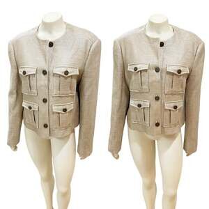 Ted Baker Trisca Cropped Cargo Jacket In Natural Large